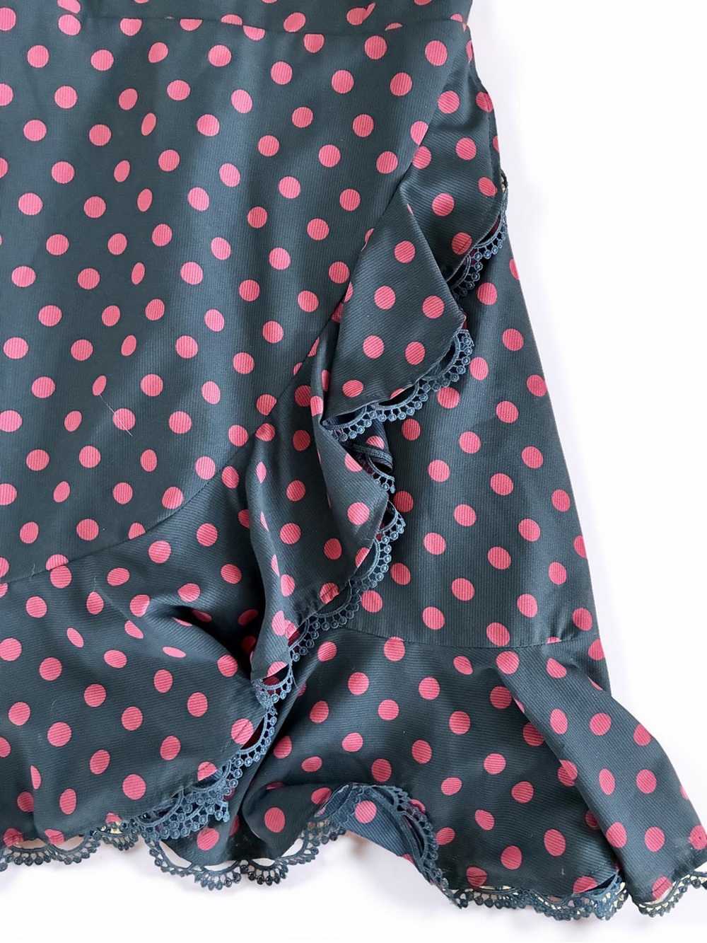 BB Dakota Navy Dress with Red Dot Print and V-Back - Picture 6 of 8